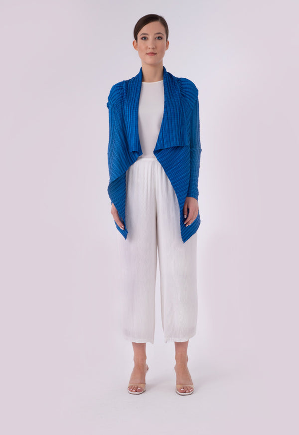 Choice Electric Pleated Waterfall Cardigan Blue