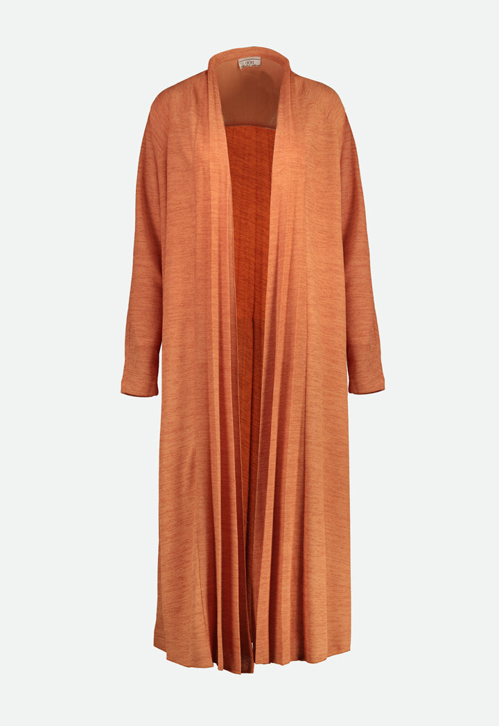 Choice Textured Back Pleats Outerwear Brick Orange - Wardrobe Fashion