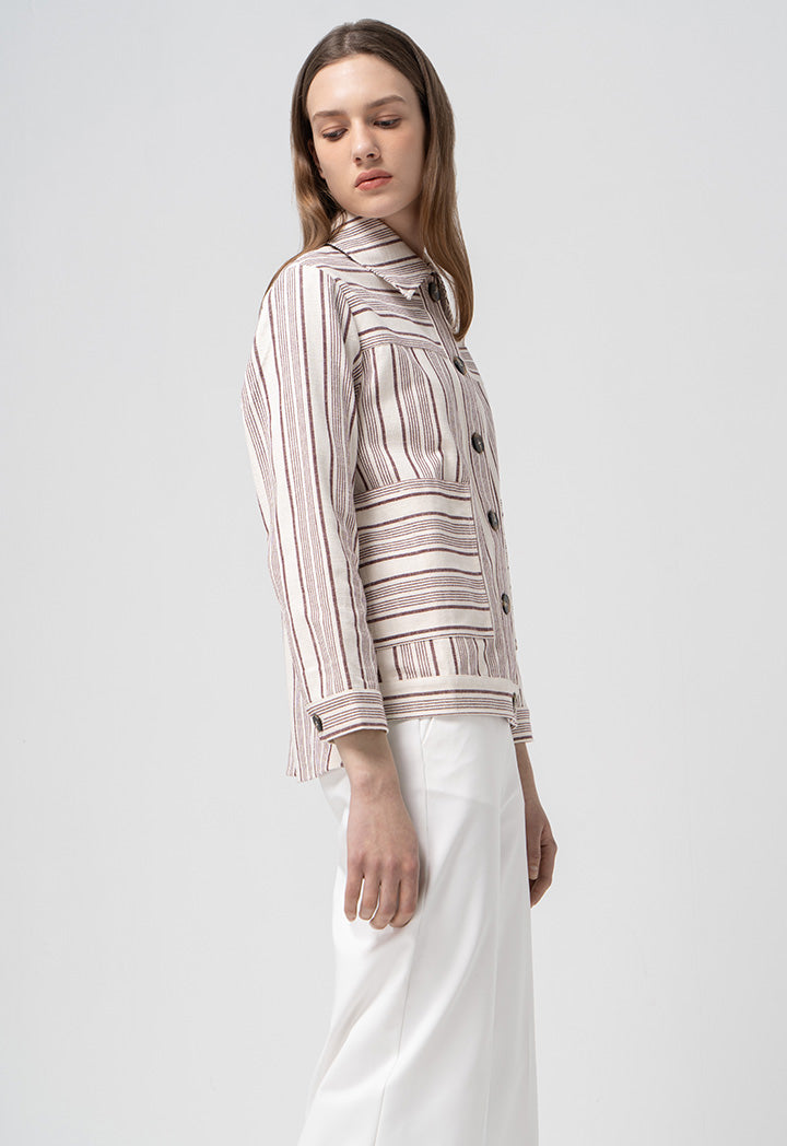 Choice Striped Pattern Shirt Jacket Stripe