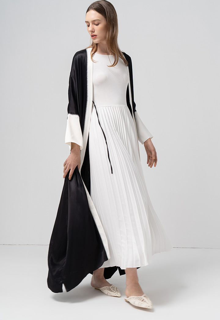 Choice Contrast Oversized Open Abaya Black