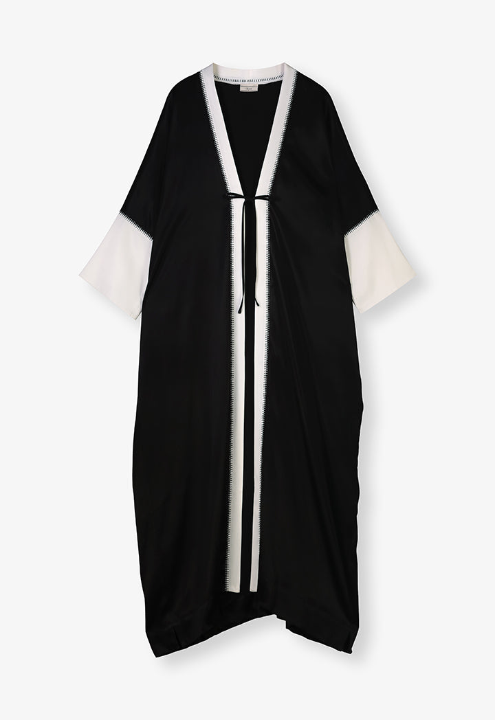 Choice Contrast Oversized Open Abaya Black