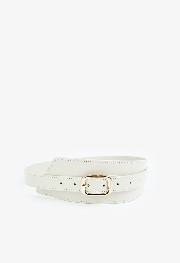 Choice Solid Belt With Buckle Detail Light Beige