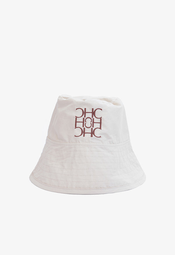 Choice Solid Branded Bucket Hat  Beige