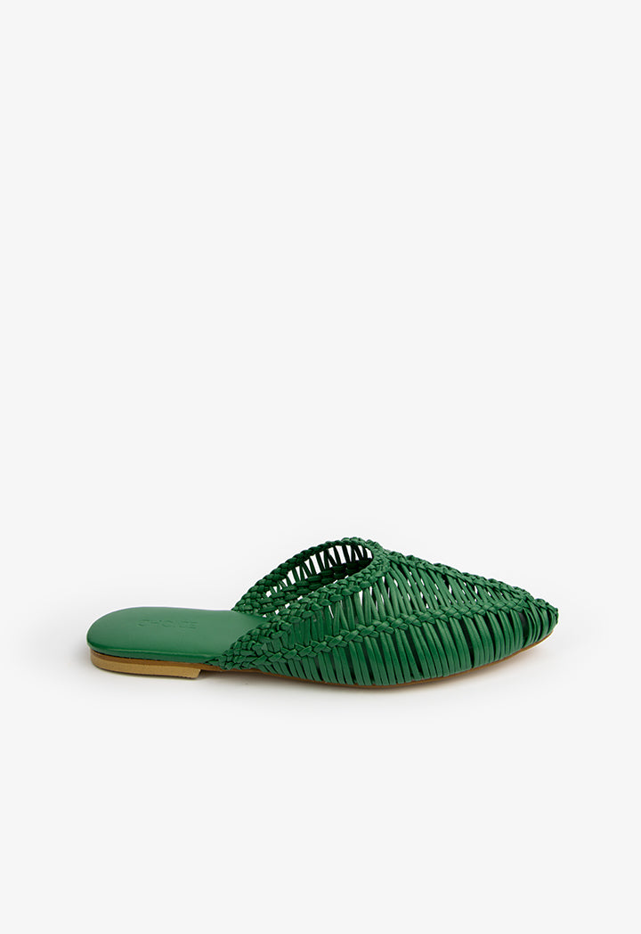 Choice Braided Flat Mules Green