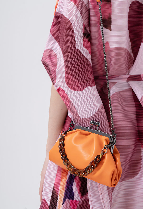 Choice Clutch Bag With Metallic Chain Orange