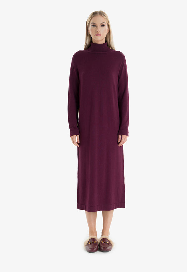 Choice Turtleneck Midi Dress Wine