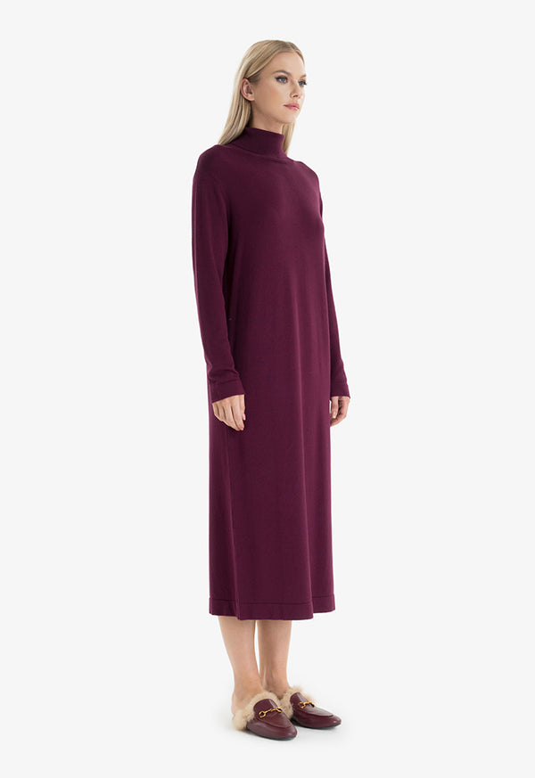 Choice Turtleneck Midi Dress Wine