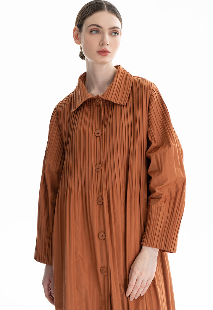 Choice Pleated Shirt Dress Brick