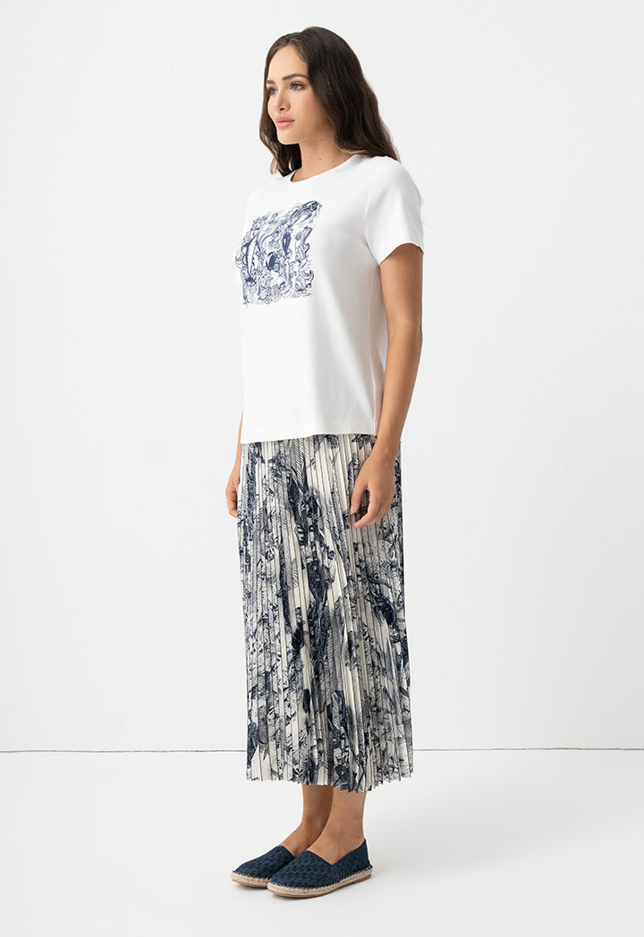 Choice Printed Motif Short Sleeves T-Shirt Off White