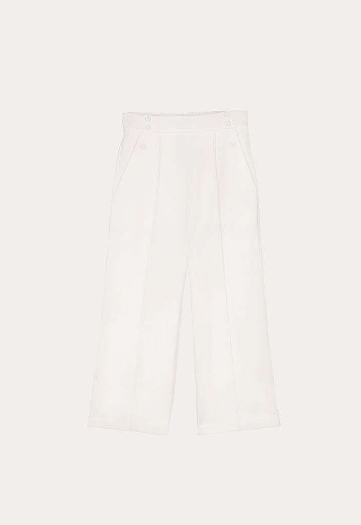 Choice Buttoned Pleated Culottes Off White