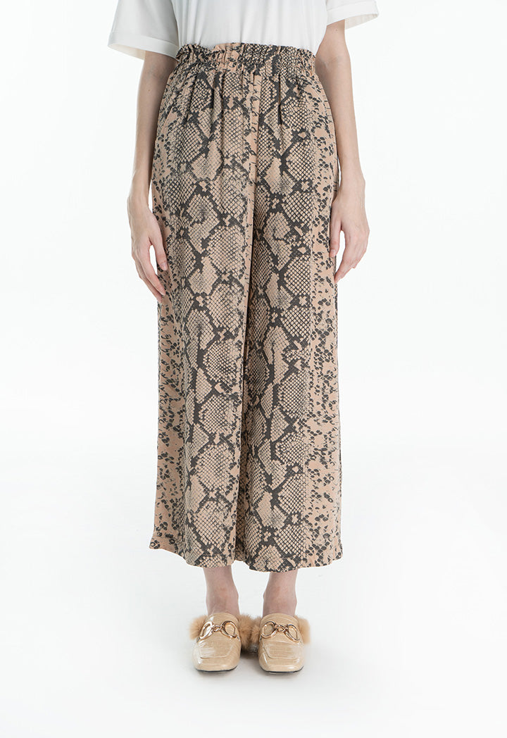 Choice Snake Printed Wide Leg Pants Pink Print