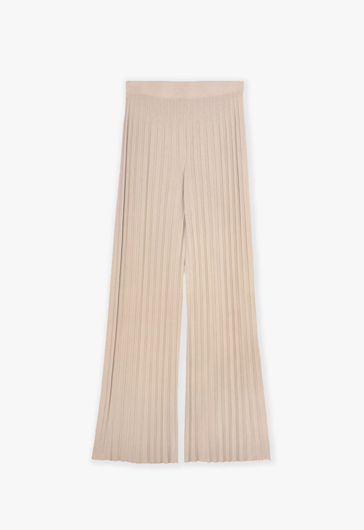 Choice Knitted Wide Leg Solid Pants Beige