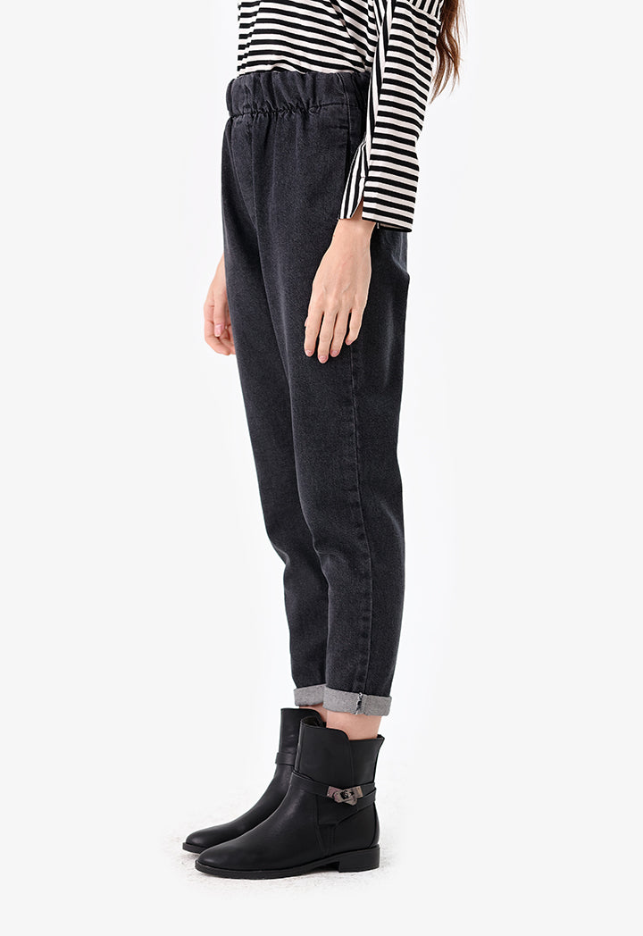 Choice Solid Denim Trousers Black