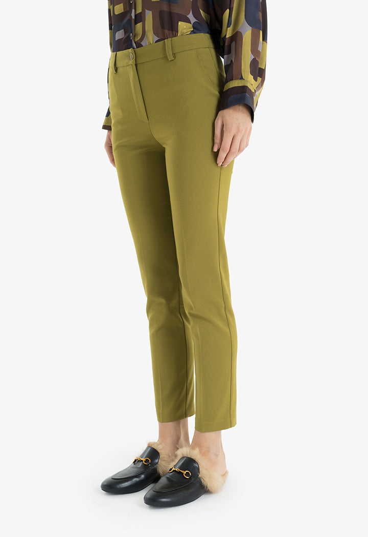 Choice Solid Slim Fit Trousers Lime