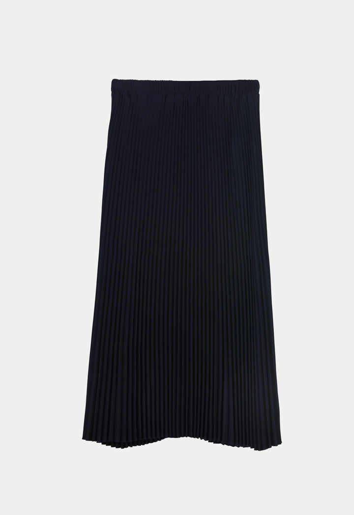 Choice Pin Pleated Maxi Solid Skirt Navy