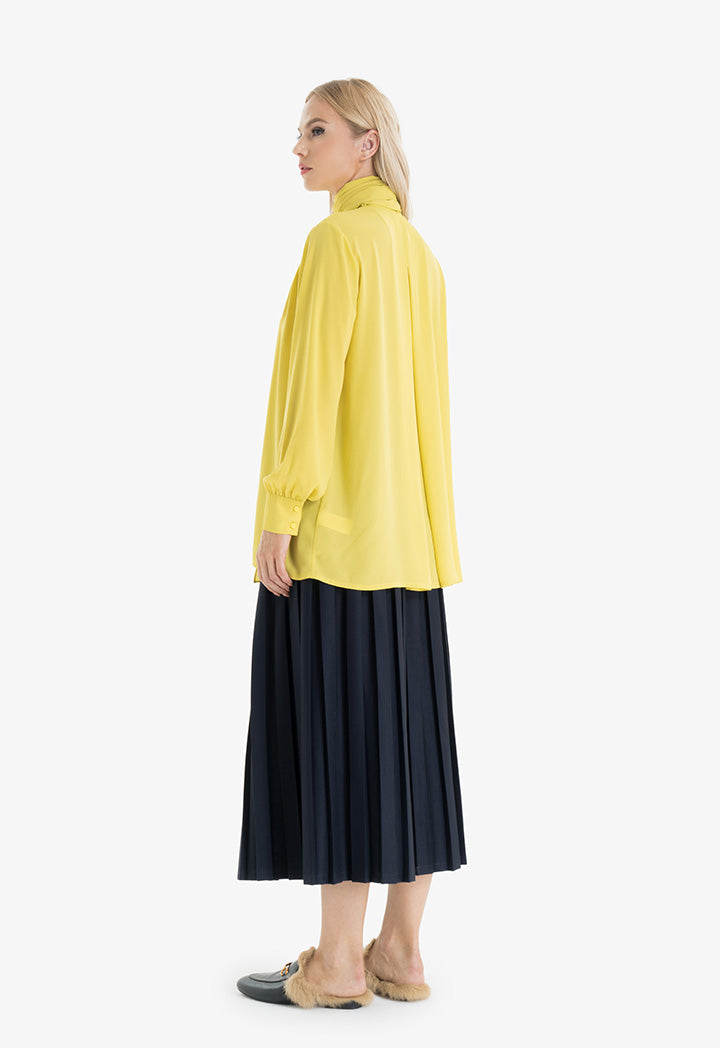 Choice Allover Pleated Midi Skirt Navy