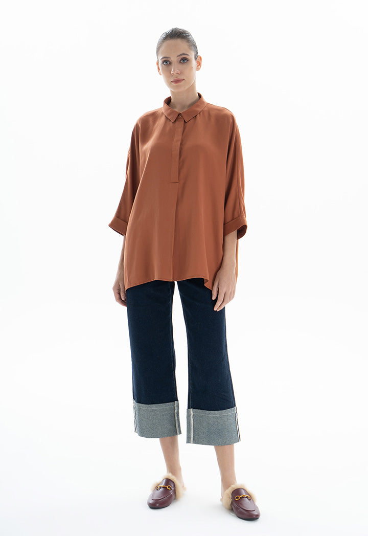 Choice Oversize Basic Shirt Brown