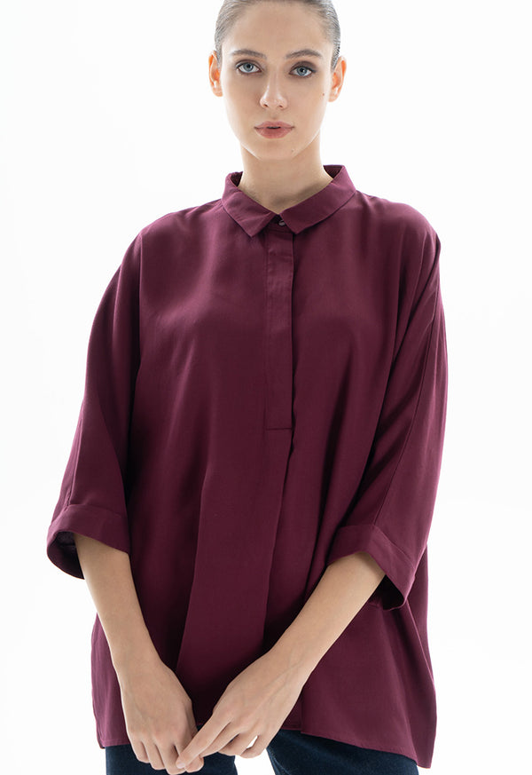 Choice Oversize Basic Shirt Wine