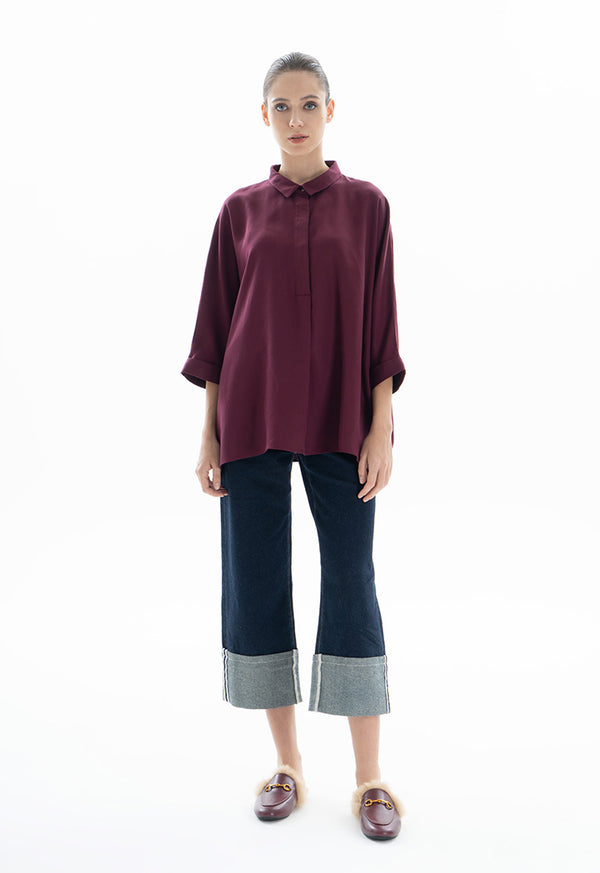 Choice Oversize Basic Shirt Wine