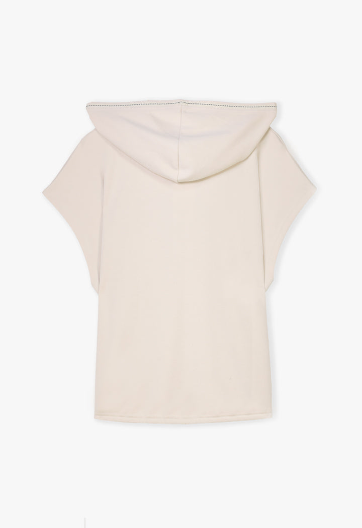 Choice Hooded Blouse With Adjustable Hem Stone