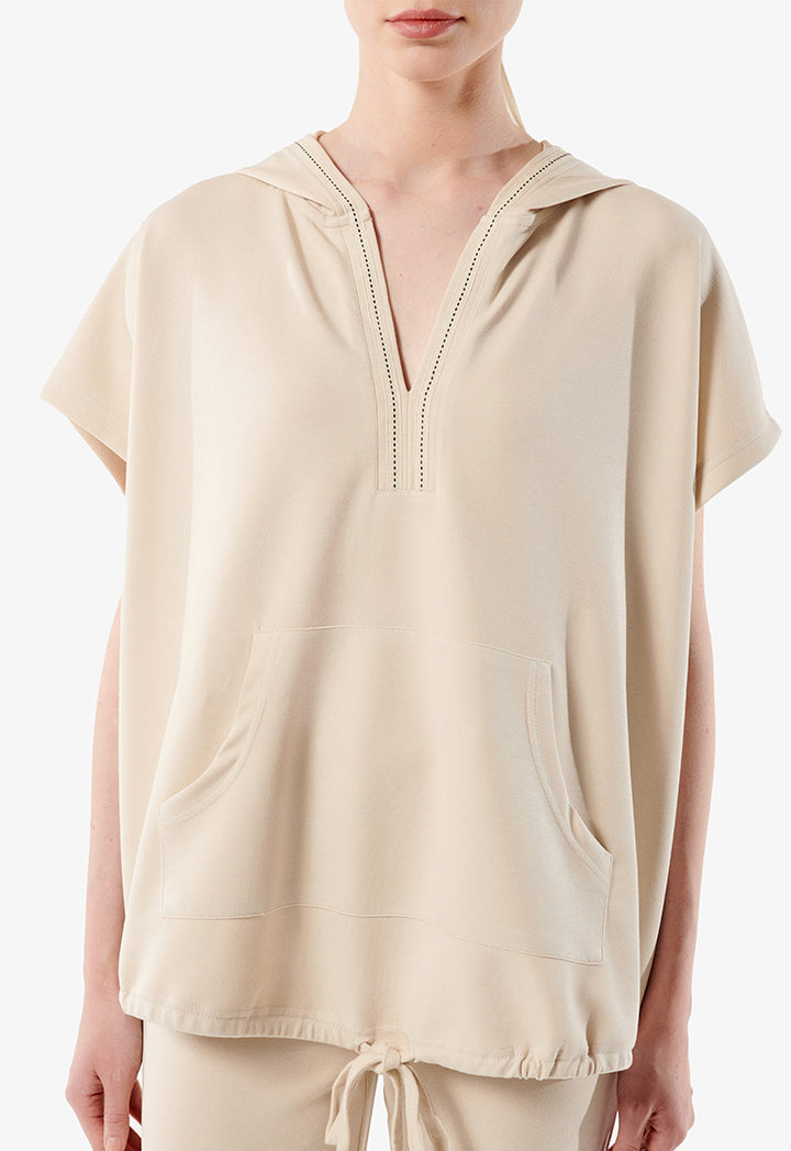 Choice Hooded Blouse With Adjustable Hem Stone