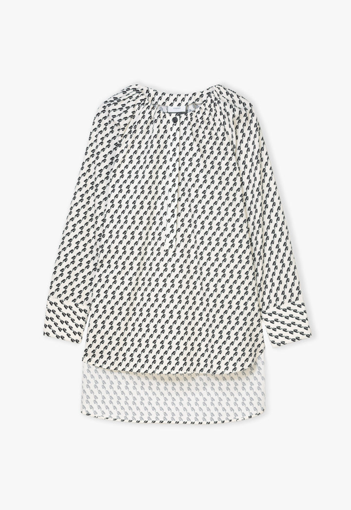 Choice Geometric Pattern Blouse Beige