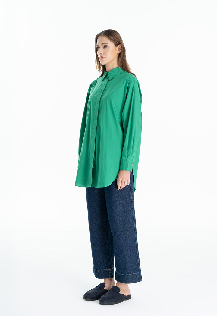 Choice Round Bottom Poplin Shirt Green