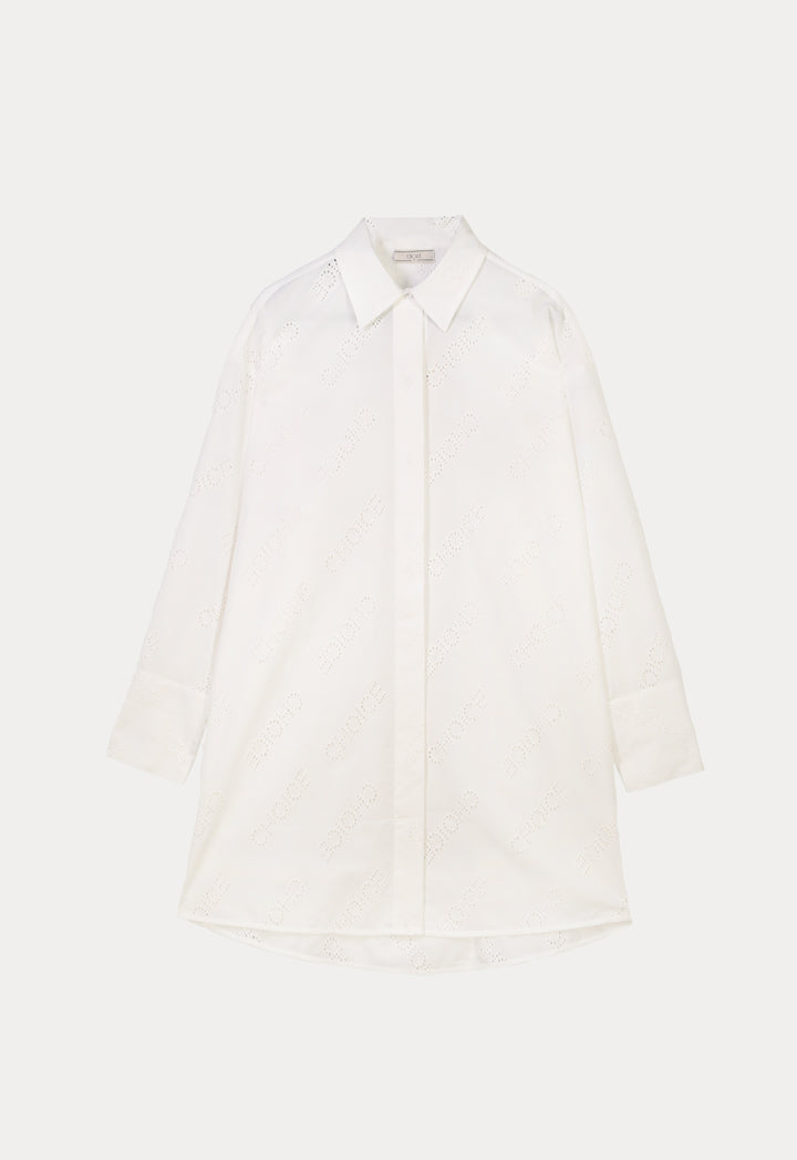 Choice Eyelet Logo Solid Shirt Offwhite