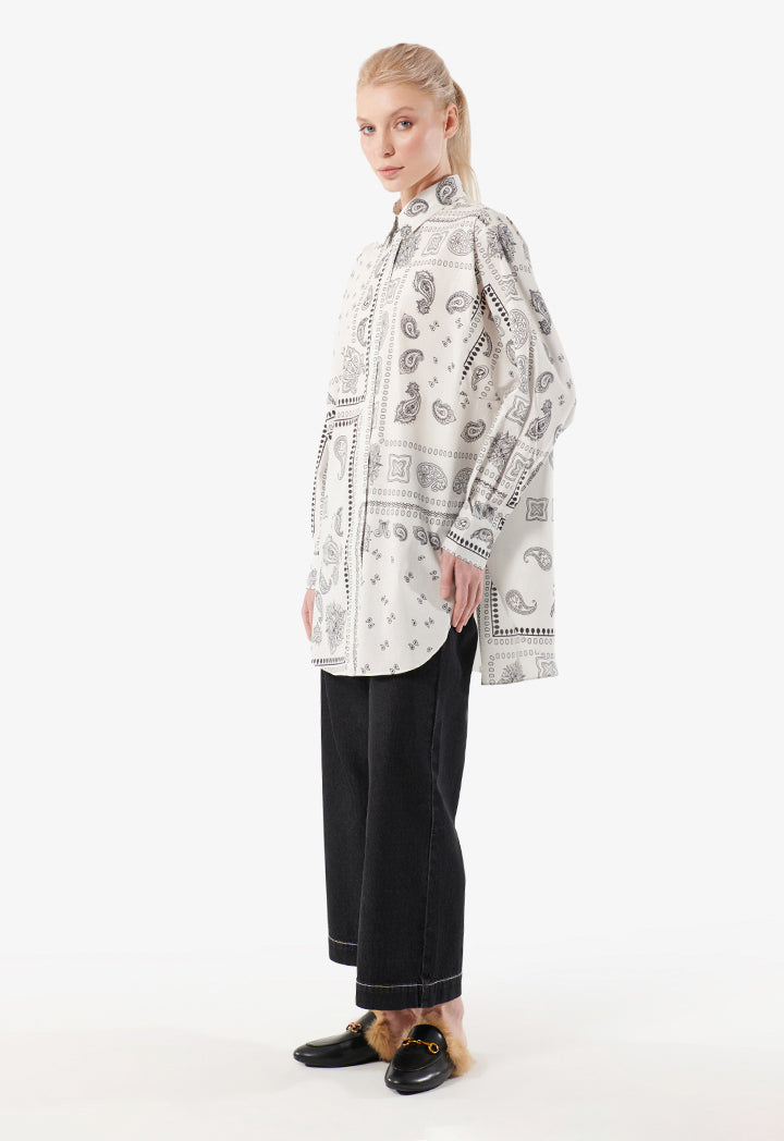 Choice Printed Oversize Shirt Offwhite