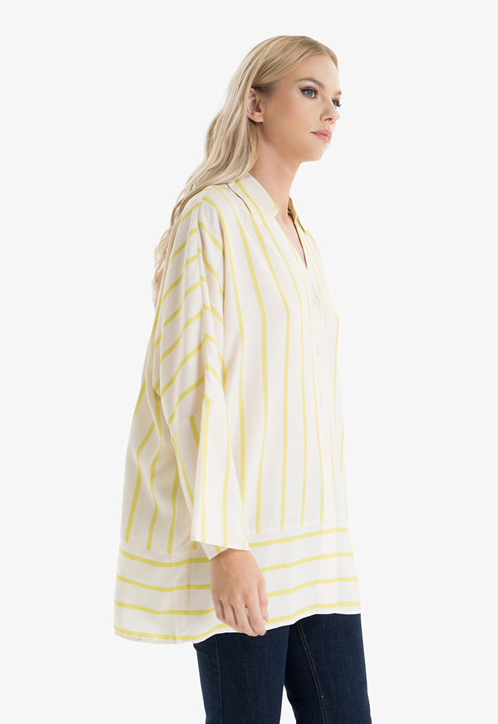 Choice Contrast Striped Pattern Shirt  Sand