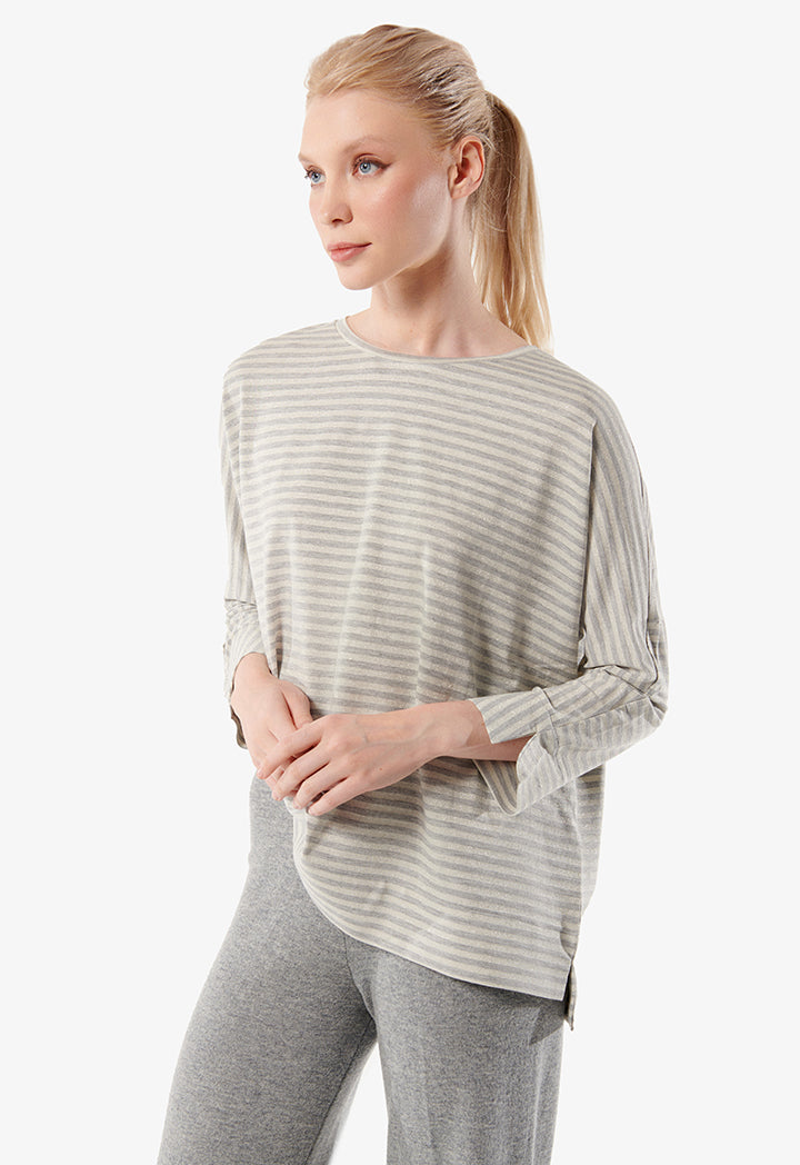 Choice Striped Pattern Shirt Grey Melange