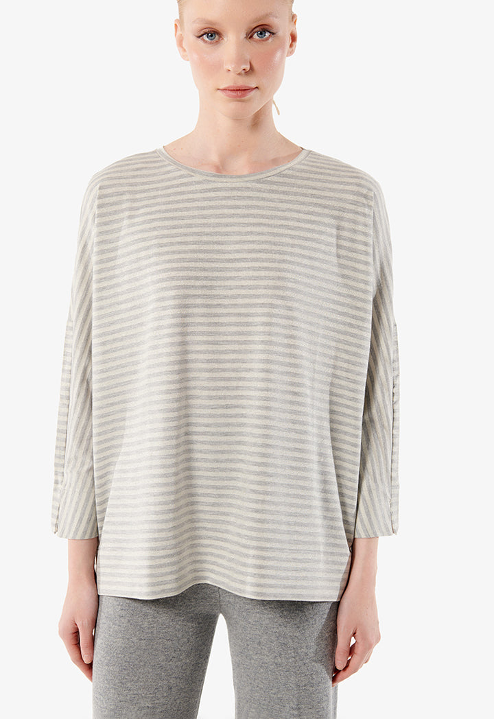 Choice Striped Pattern Shirt Grey Melange