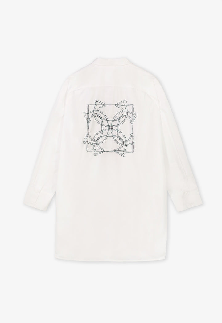 Choice Embroidered Monogram Long Sleeve Shirt Off White