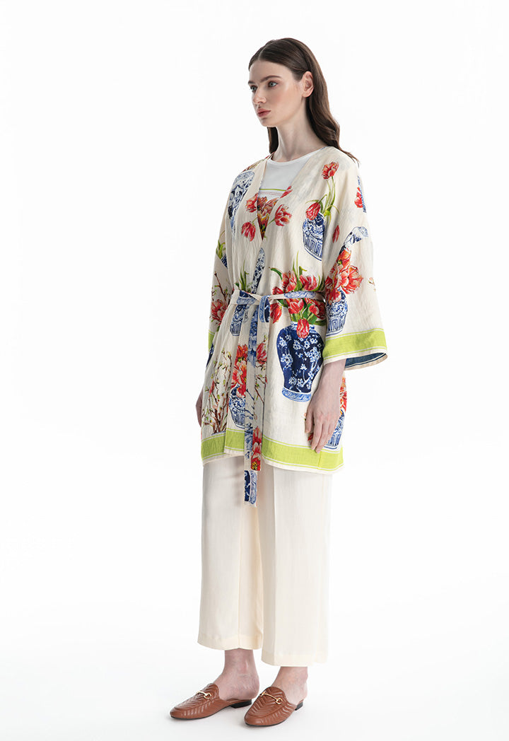 Choice Floral Printed Loose Cardigan Multicolor