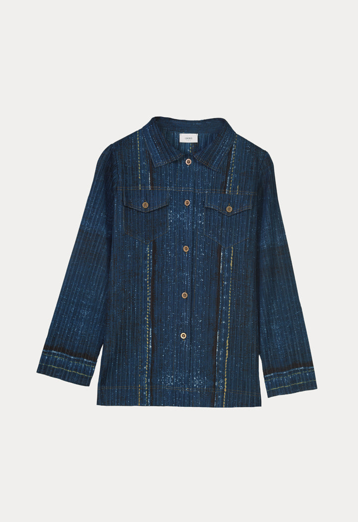 Choice Pleated Jacket With Contrast Buttons Navy