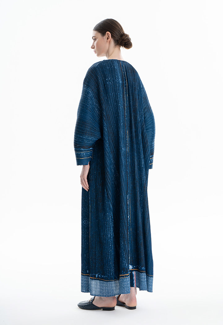 Choice Solid Pleated Maxi Outerwear Navy