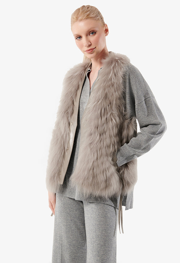 Choice Synthetic Fur Jacket Vest Grey