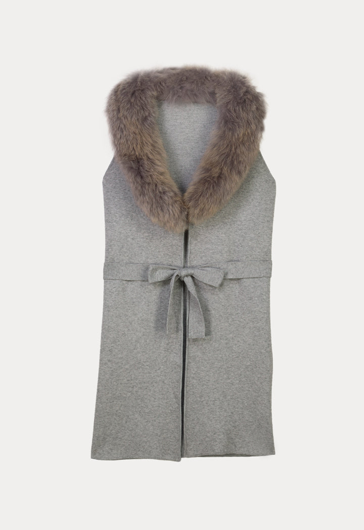 Choice Fur Collar Jacket Vest Grey