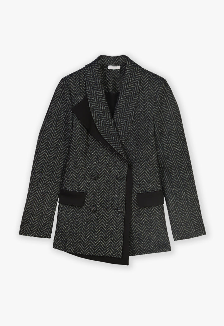 Choice Chevron Pattern Blazer Black