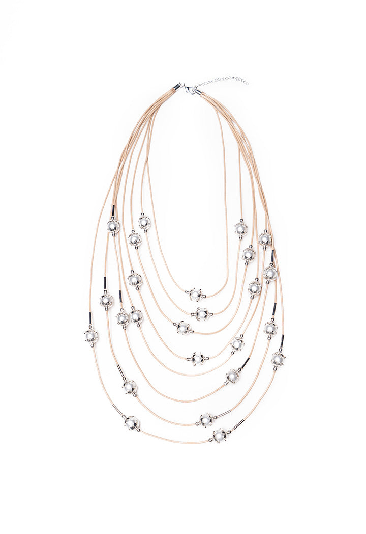 Choice Multi Layer Chain Pearl Necklace Silver