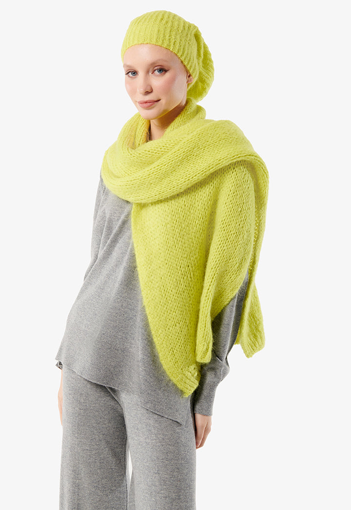 Choice Knitted Solid Slouchy Folded Hem Ice Cap Lime