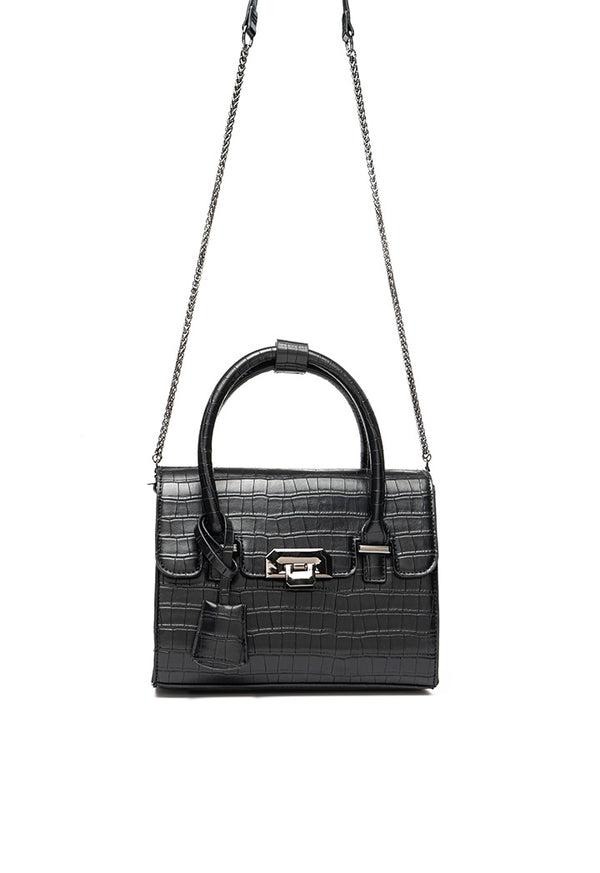 Choice Box Bag With Handle & Chain Black