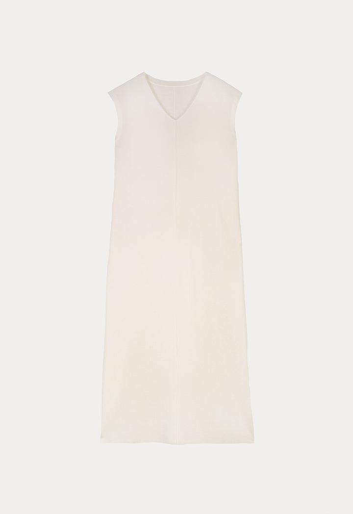 Choice Sleeveless Solid Knit Maxi Dress Cream-Off White