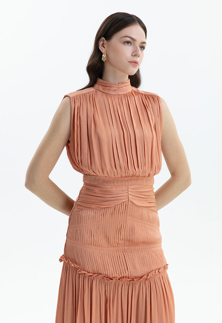 Choice Ribbed Detail Dress Oil