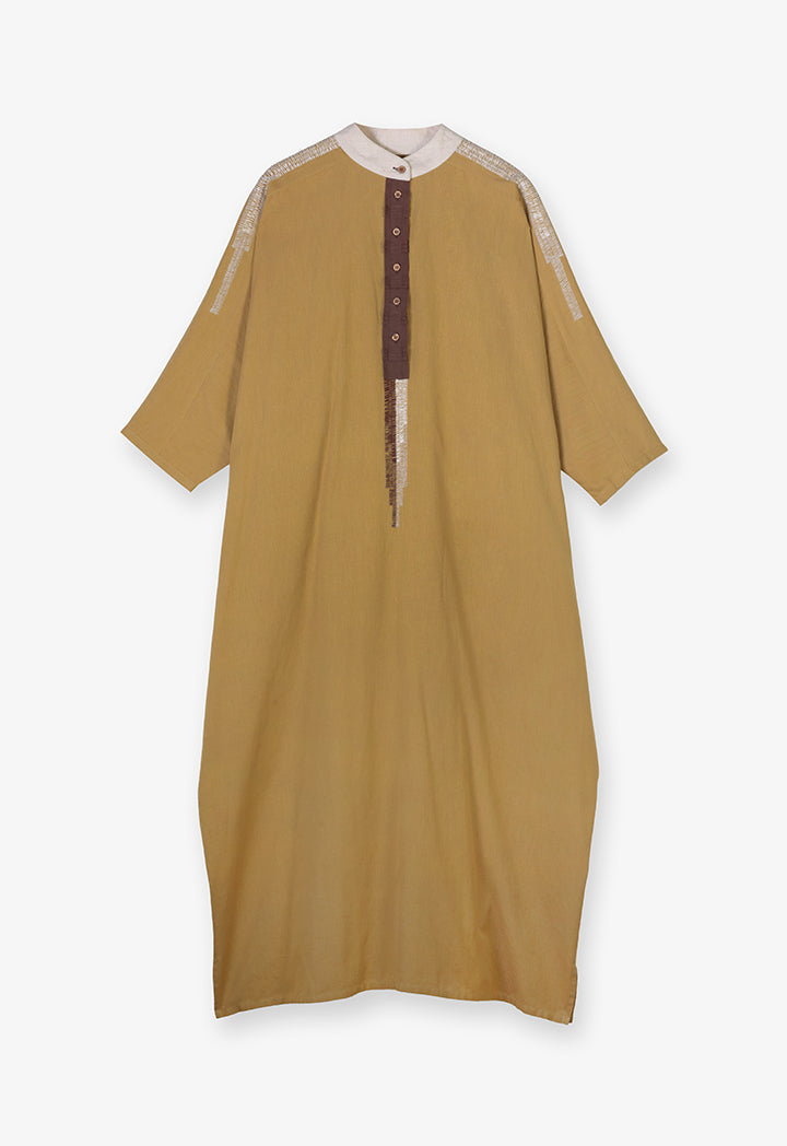 Choice Embroidered Kimono Sleeves Maxi Dress Brown