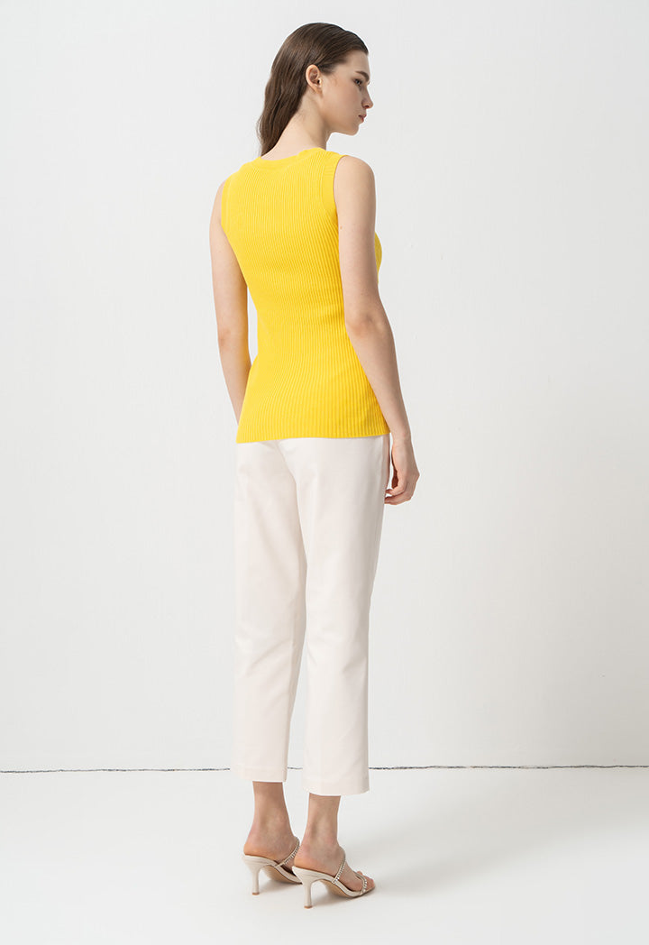 Choice Sleeveless Ribbed Knitwear Yellow