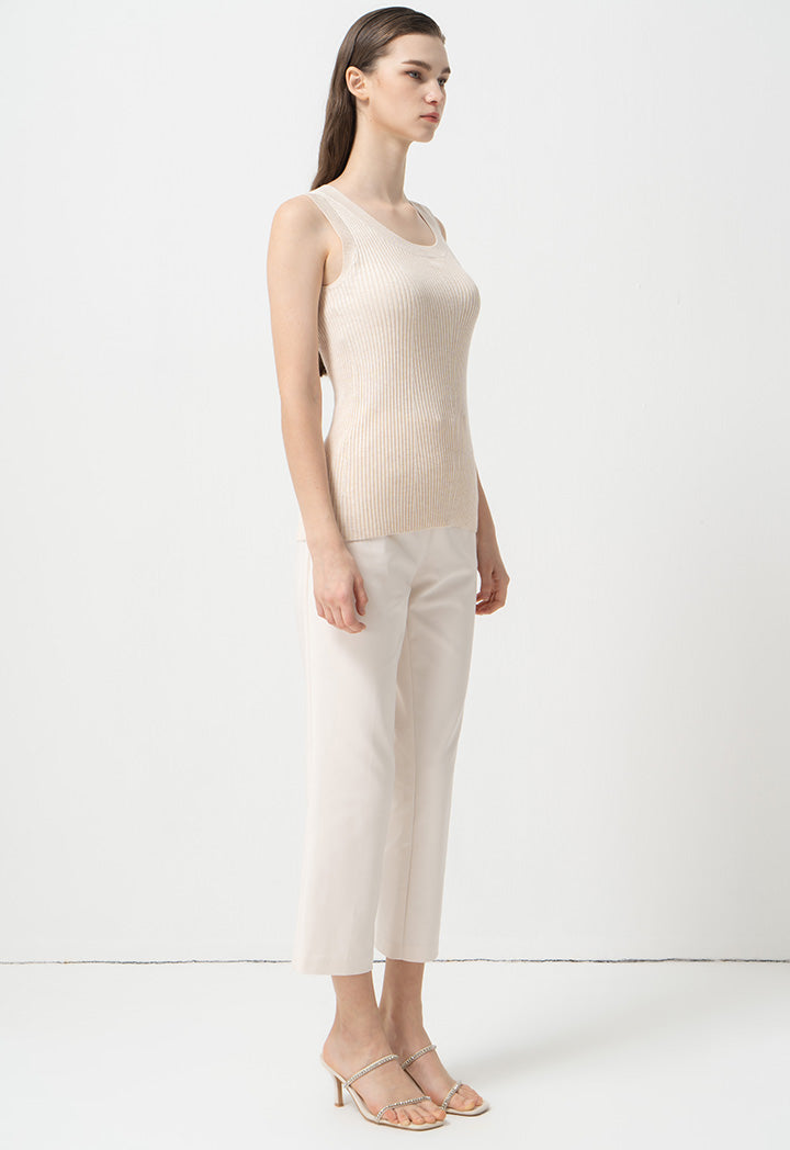 Choice Sleeveless Ribbed Knitwear Cream