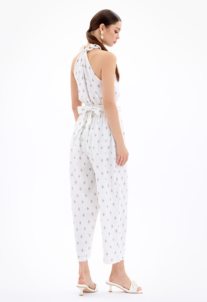 Choice Wide Leg Printed Pants Off White