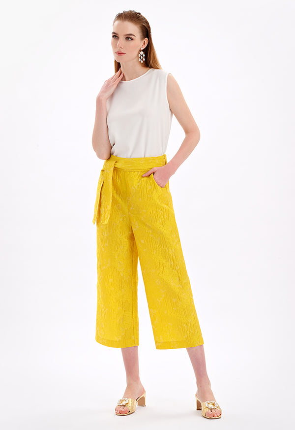 Choice High Waist Belted Trouser Yellow