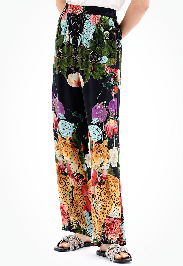 Choice Floral Print Trouser Black